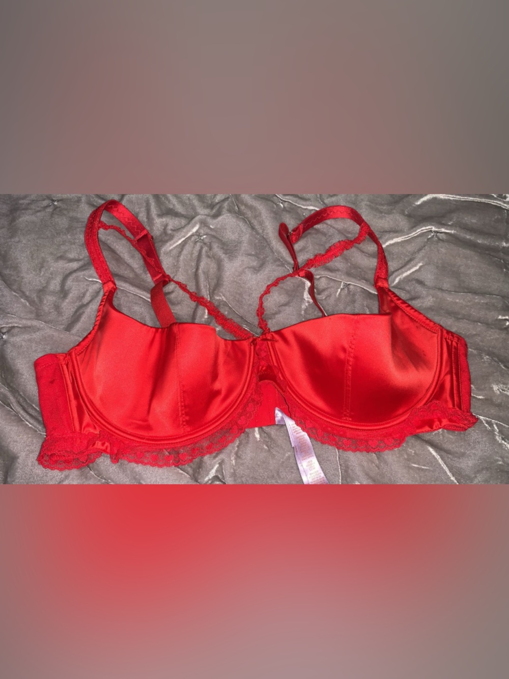 Savage X Fenty Red Satin Lace Underwire Bra
